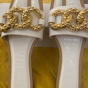 White and Gold Sandals